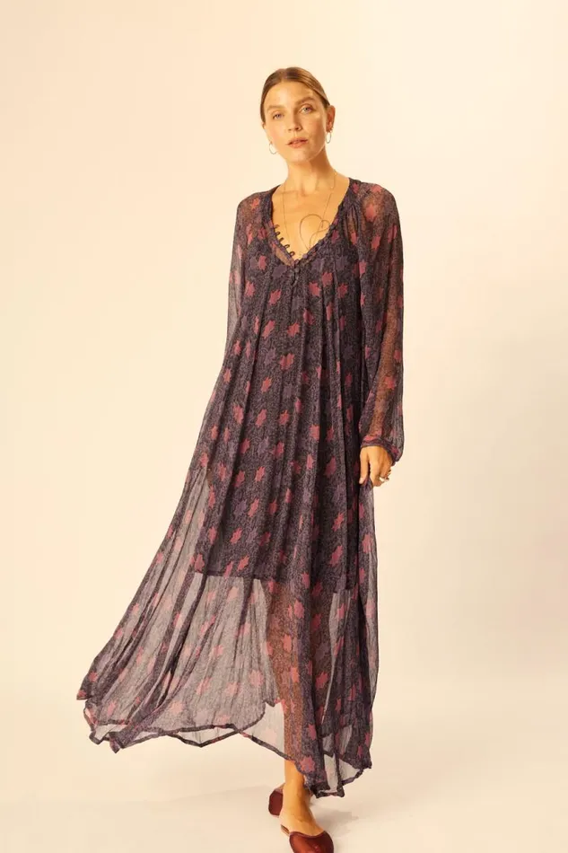 Women Natalie Martin Dresses Fiore Maxi Snowflake Aubergine