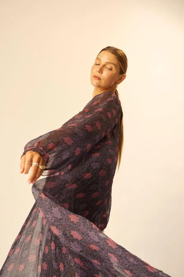 Women Natalie Martin Dresses Fiore Maxi Snowflake Aubergine
