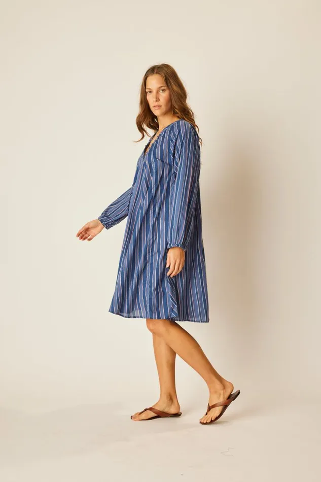 Women Natalie Martin Dresses Fiore Short Dress Batik Stripe Navy