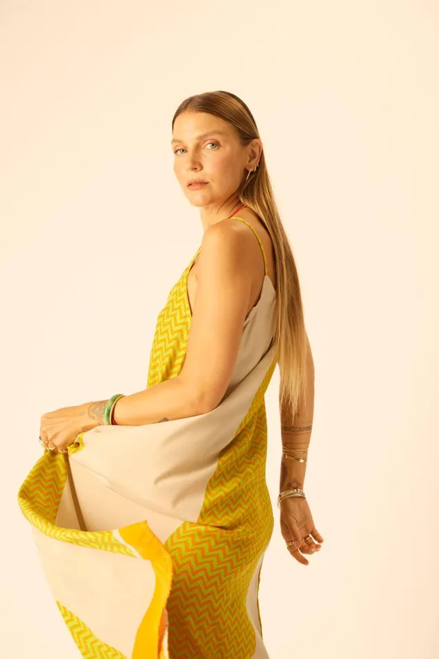 Women Natalie Martin Dresses Heather Maxi Block Zigzag Tangerine