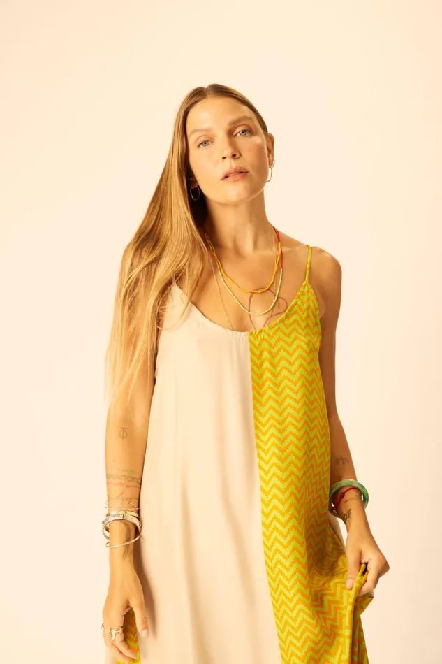 Women Natalie Martin Dresses Heather Maxi Block Zigzag Tangerine