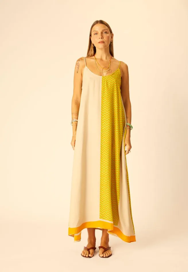 Women Natalie Martin Dresses Heather Maxi Block Zigzag Tangerine