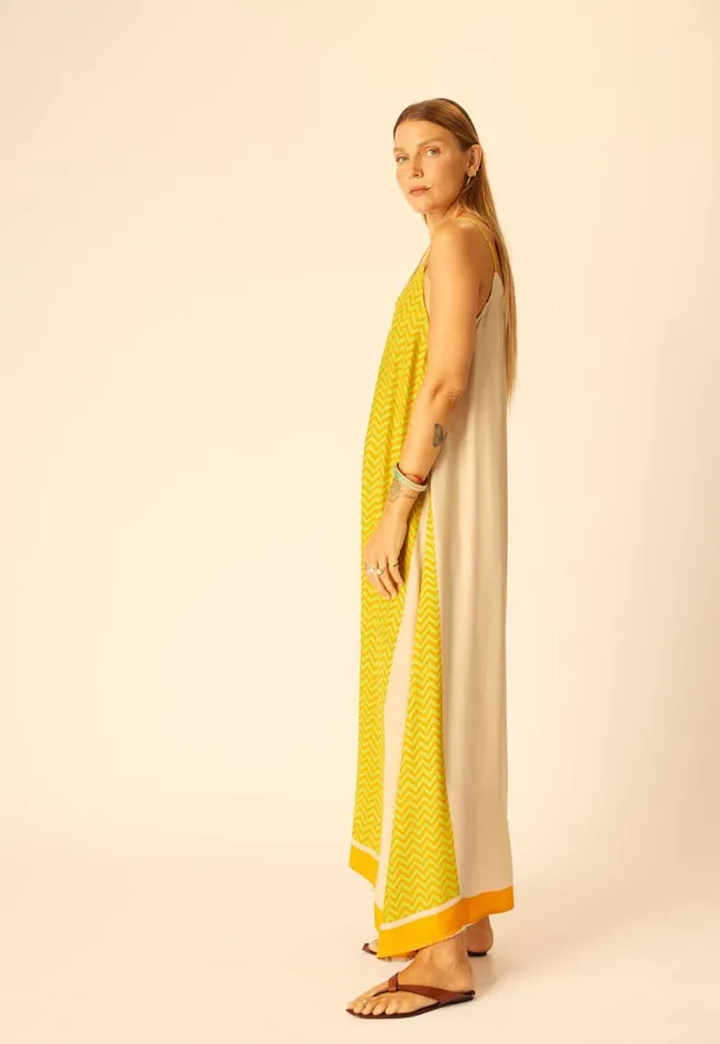 Women Natalie Martin Dresses Heather Maxi Block Zigzag Tangerine
