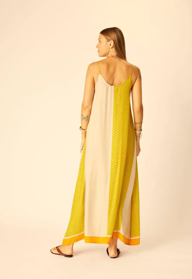 Women Natalie Martin Dresses Heather Maxi Block Zigzag Tangerine