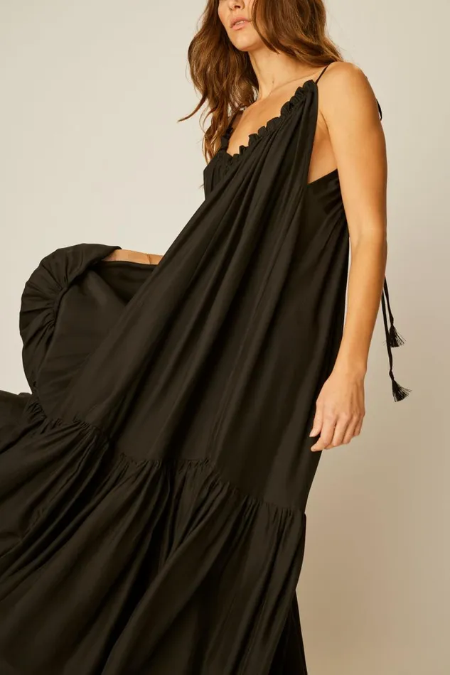 Women Natalie Martin Dresses Jerusha Maxi Black Silk