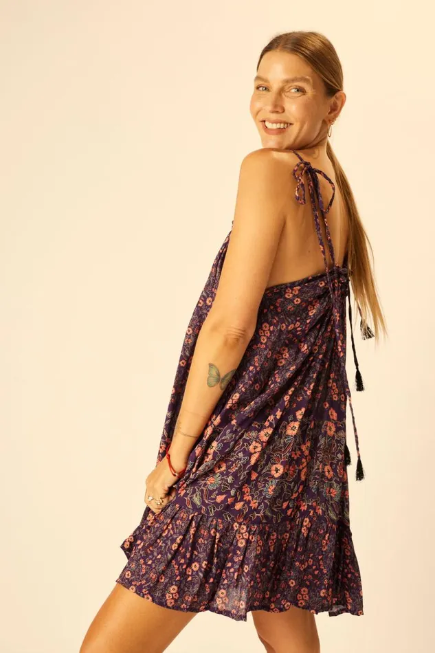 Women Natalie Martin Dresses Jerusha Mini Petite Fleur Aubergine