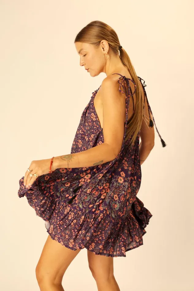 Women Natalie Martin Dresses Jerusha Mini Petite Fleur Aubergine