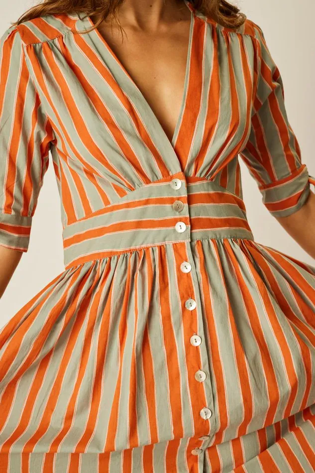 Women Natalie Martin Dresses Layla Dress Batik Stripe Sage
