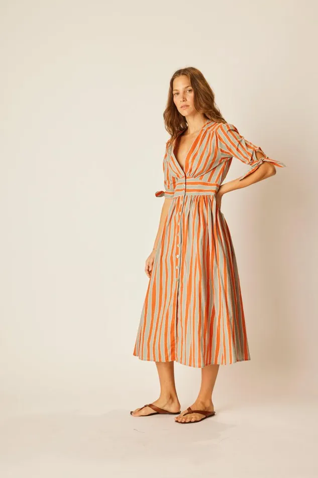 Women Natalie Martin Dresses Layla Dress Batik Stripe Sage