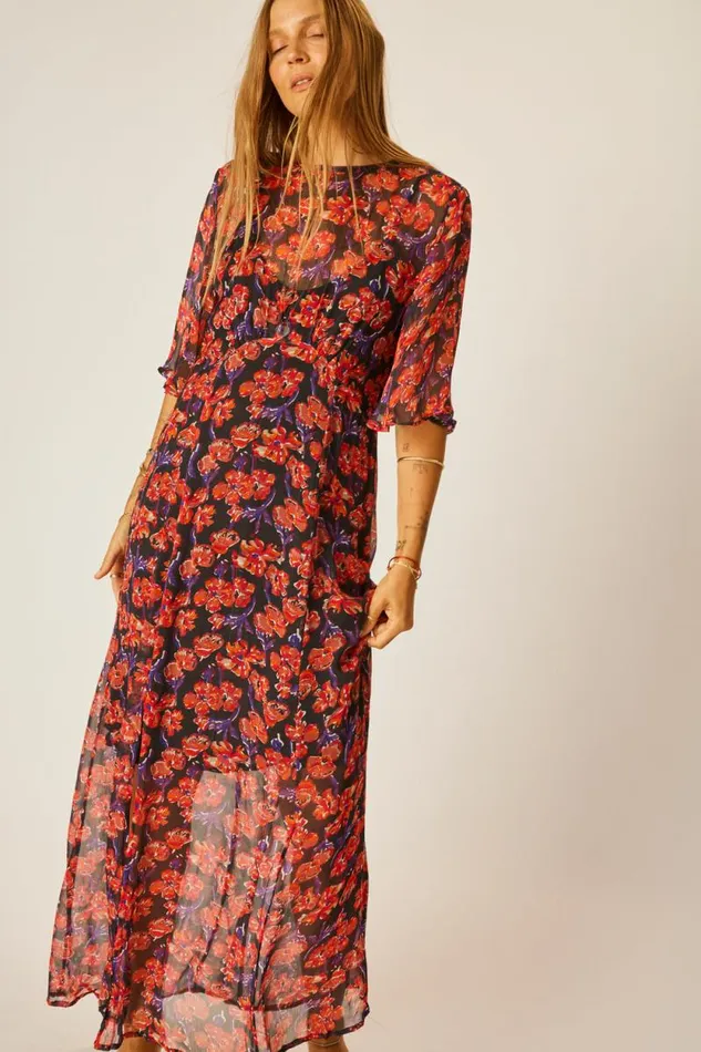 Women Natalie Martin Dresses Lily Dress Chiffon Watercolor Onyx
