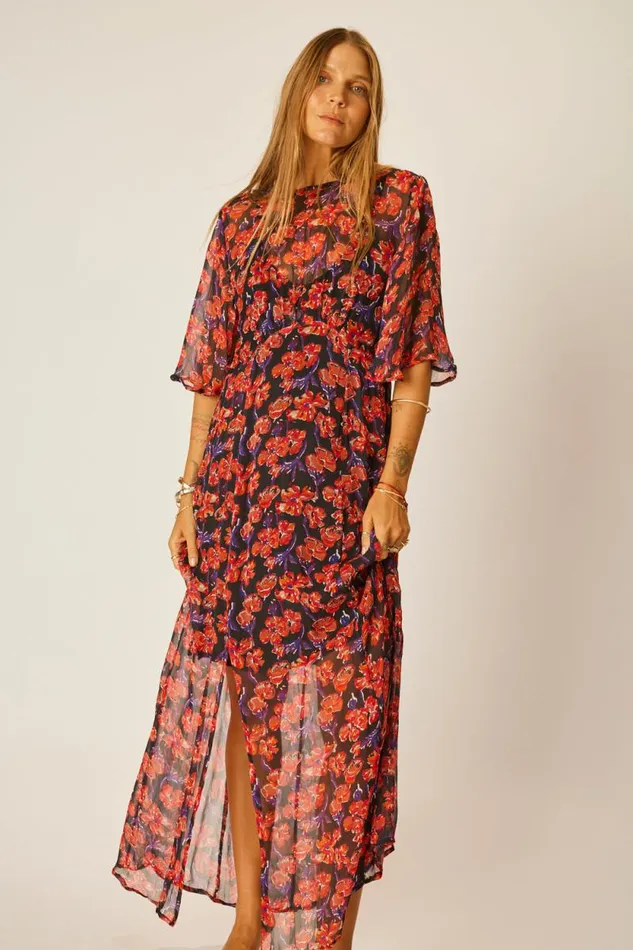 Women Natalie Martin Dresses Lily Dress Chiffon Watercolor Onyx