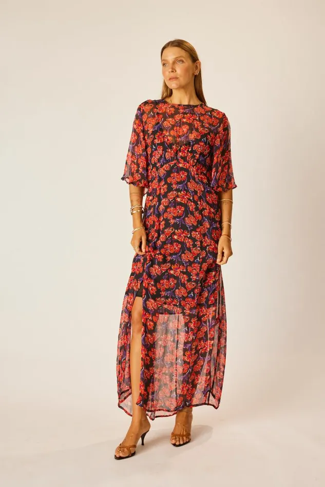 Women Natalie Martin Dresses Lily Dress Chiffon Watercolor Onyx