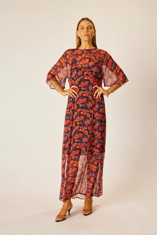 Women Natalie Martin Dresses Lily Dress Chiffon Watercolor Onyx