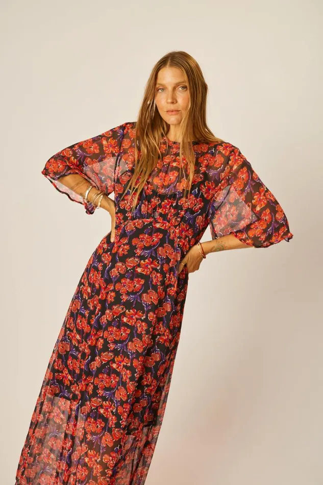 Women Natalie Martin Dresses Lily Dress Chiffon Watercolor Onyx