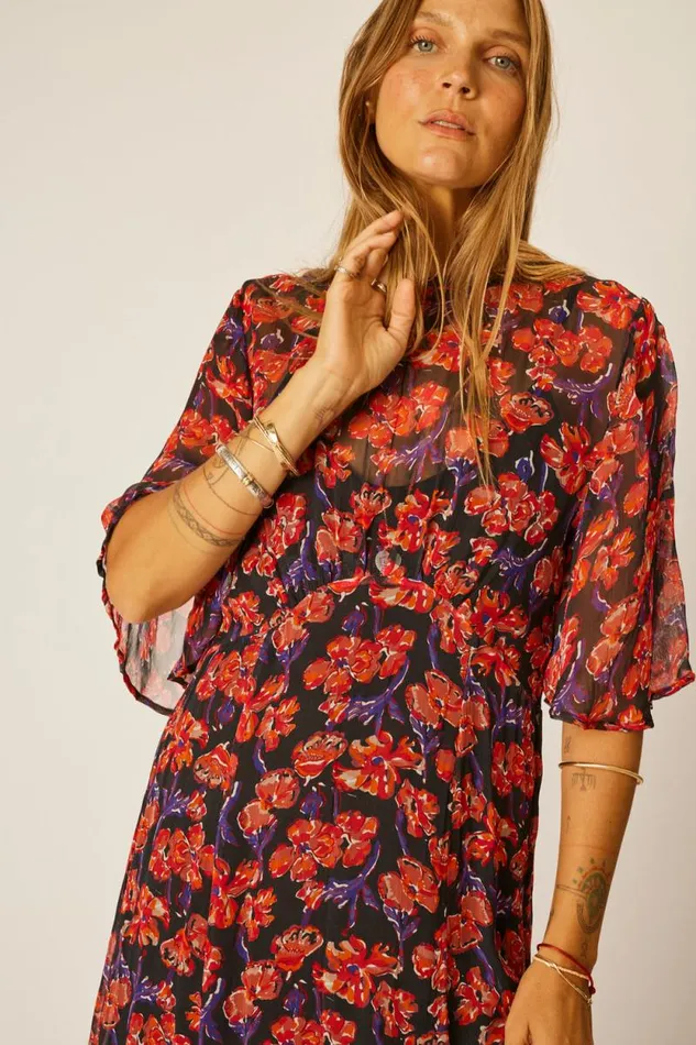 Women Natalie Martin Dresses Lily Dress Chiffon Watercolor Onyx
