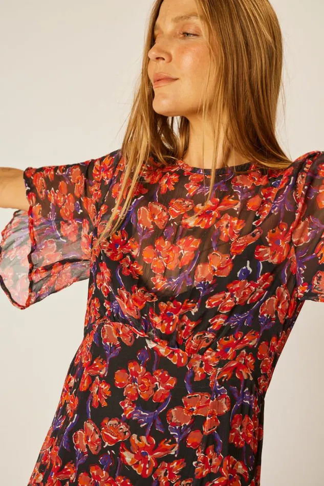 Women Natalie Martin Dresses Lily Dress Chiffon Watercolor Onyx