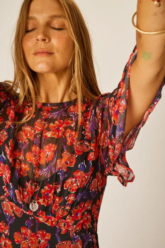 Women Natalie Martin Dresses Lily Dress Chiffon Watercolor Onyx