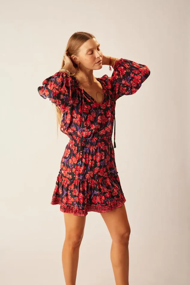 Women Natalie Martin Dresses Maggie Dress Silk Watercolor Print Onyx