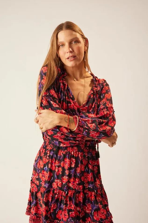 Women Natalie Martin Dresses Maggie Dress Silk Watercolor Print Onyx