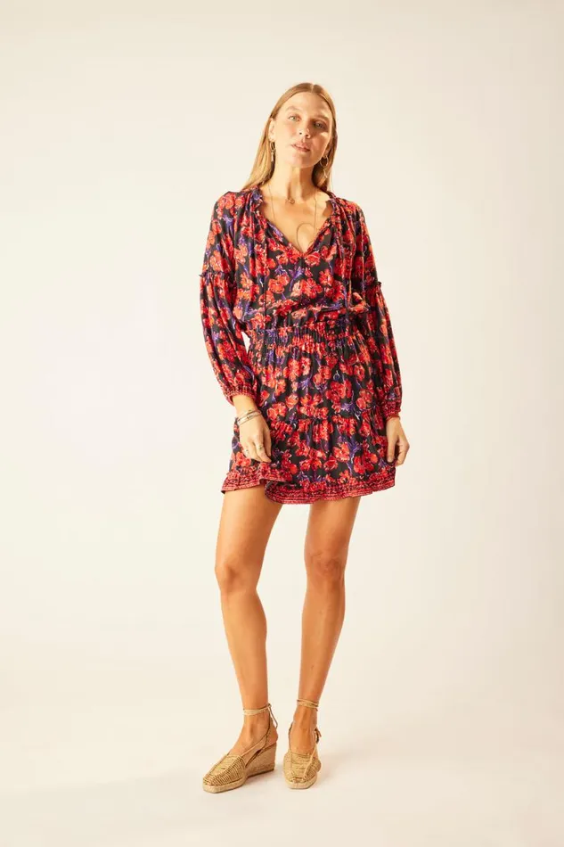 Women Natalie Martin Dresses Maggie Dress Silk Watercolor Print Onyx
