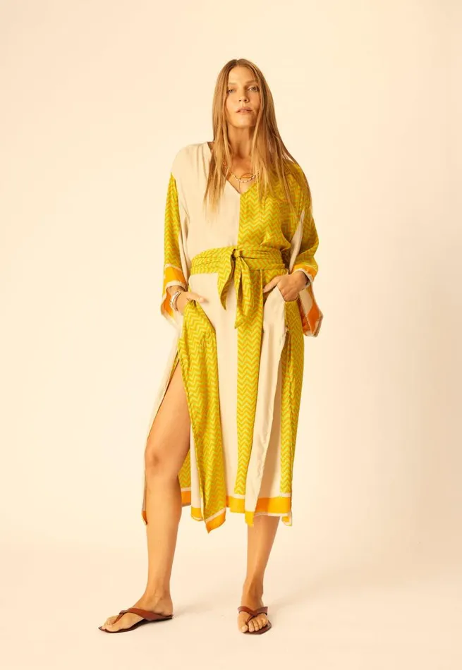 Women Natalie Martin Dresses Marin Dress With Sash Block Zigzag Aubergine