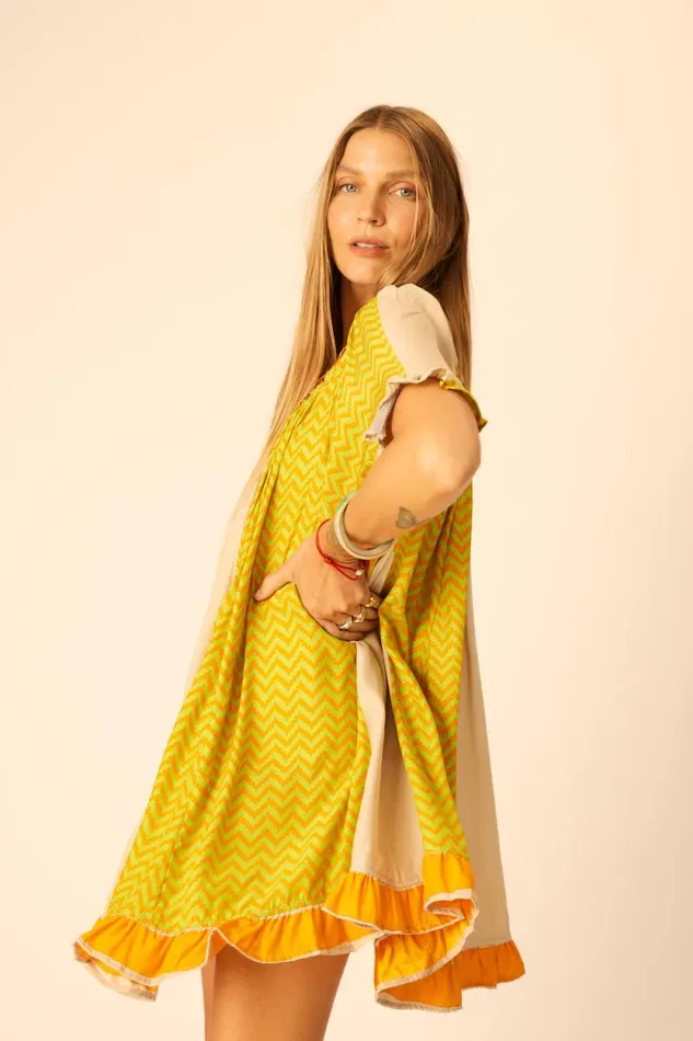 Women Natalie Martin Dresses Marina Dress Block Zigzag Tangerine