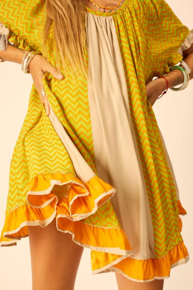 Women Natalie Martin Dresses Marina Dress Block Zigzag Tangerine