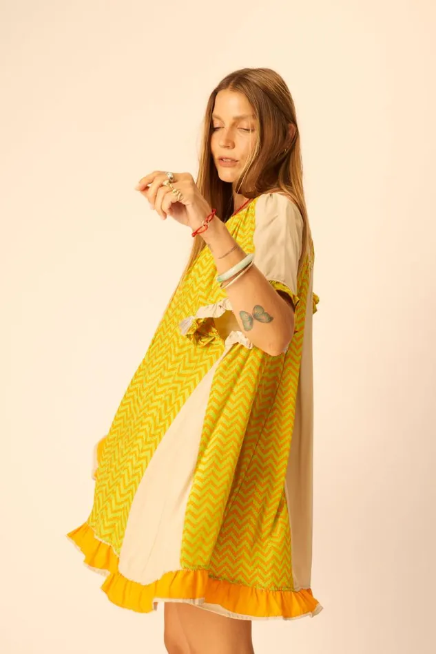 Women Natalie Martin Dresses Marina Dress Block Zigzag Tangerine