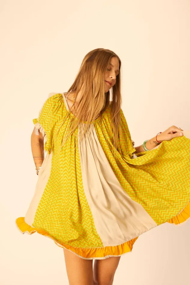 Women Natalie Martin Dresses Marina Dress Block Zigzag Tangerine