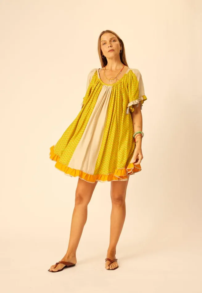 Women Natalie Martin Dresses Marina Dress Block Zigzag Tangerine