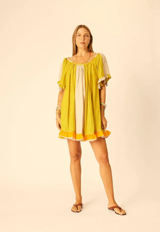 Women Natalie Martin Dresses Marina Dress Block Zigzag Tangerine
