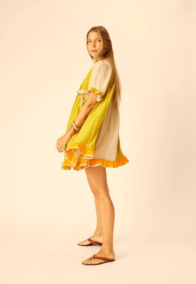 Women Natalie Martin Dresses Marina Dress Block Zigzag Tangerine