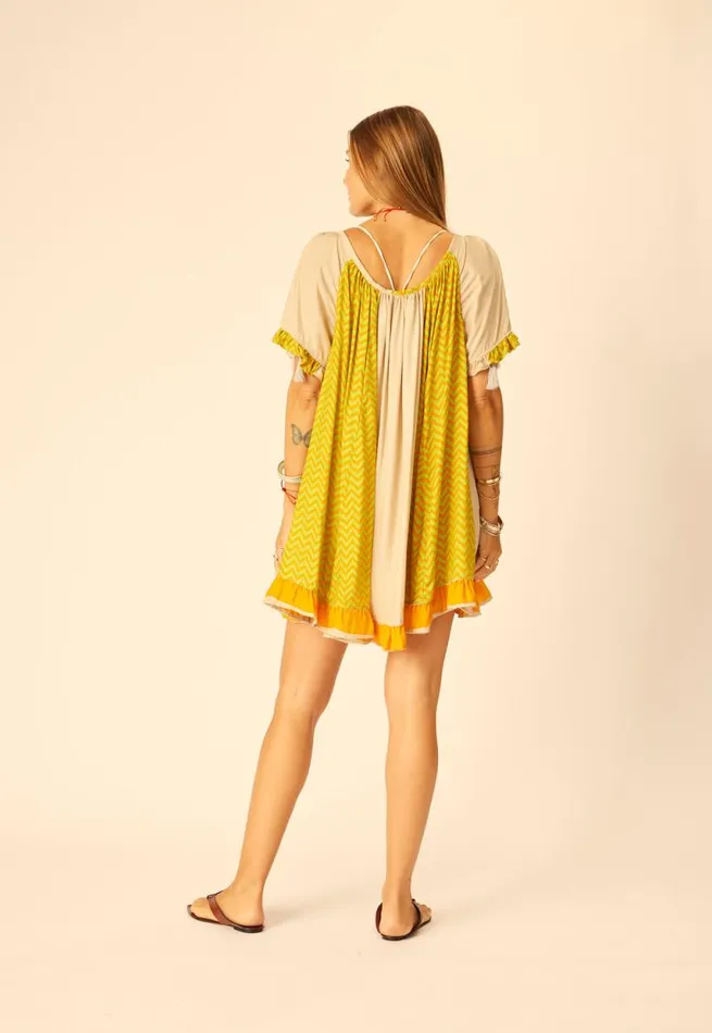 Women Natalie Martin Dresses Marina Dress Block Zigzag Tangerine