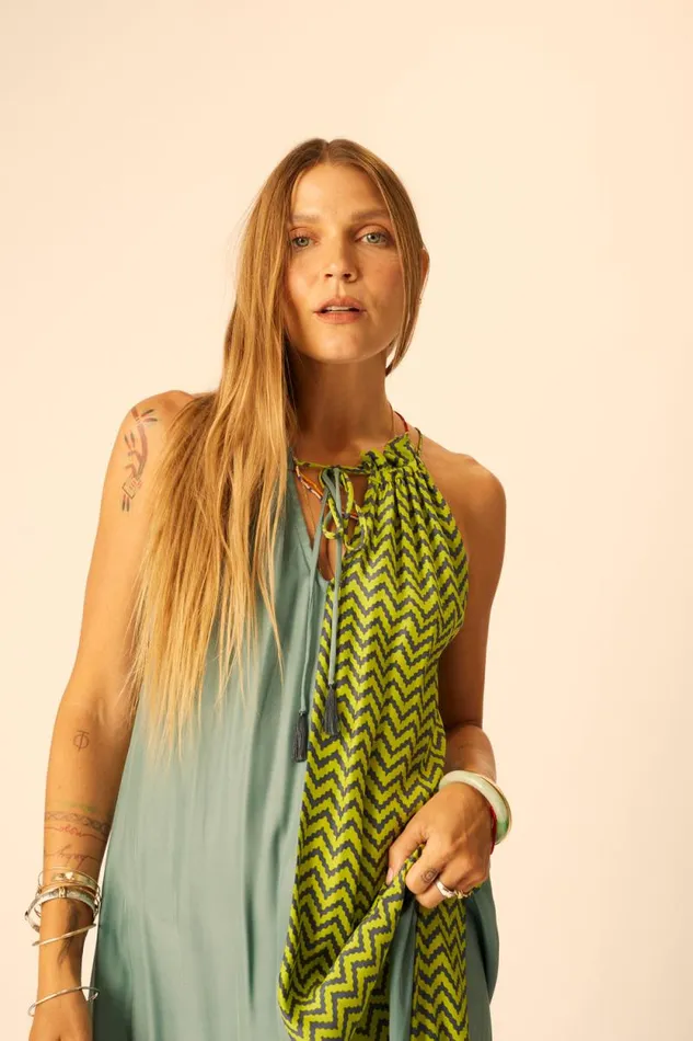 Women Natalie Martin Dresses Marlien Dress Block Zigzag Lime