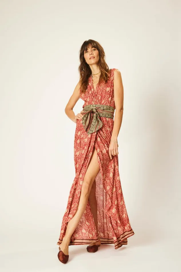Women Natalie Martin Dresses Nico Sleeveless Dress Water Lily Terracotta