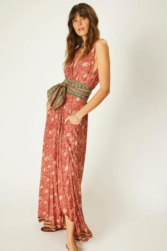 Women Natalie Martin Dresses Nico Sleeveless Dress Water Lily Terracotta
