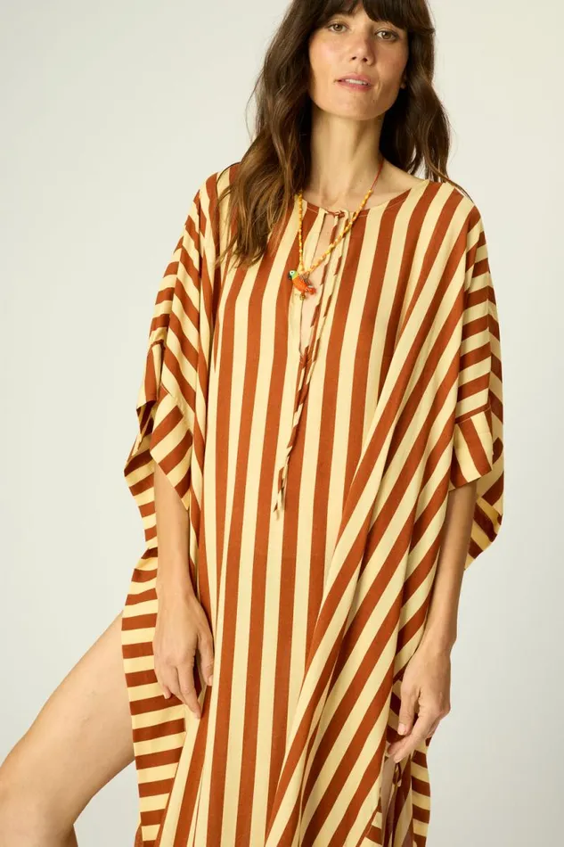 Women Natalie Martin Dresses Paulina Caftan Thick Stripe Bluegreen
