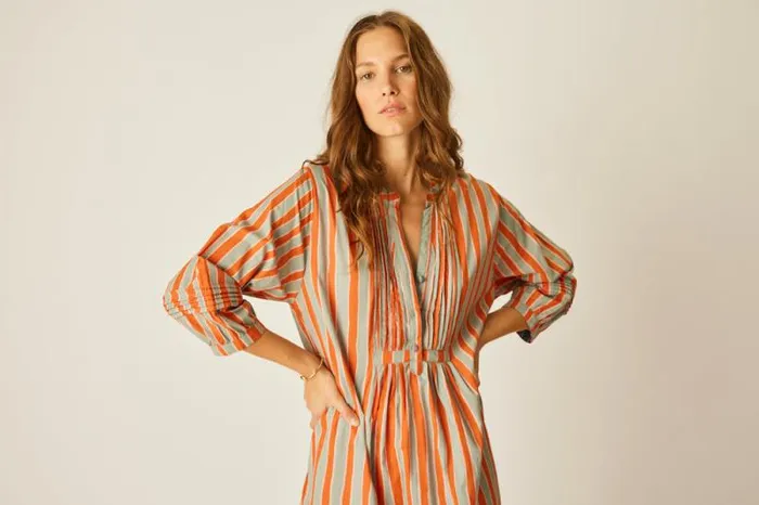 Women Natalie Martin Dresses Sammie Maxi Batik Stripe Sage