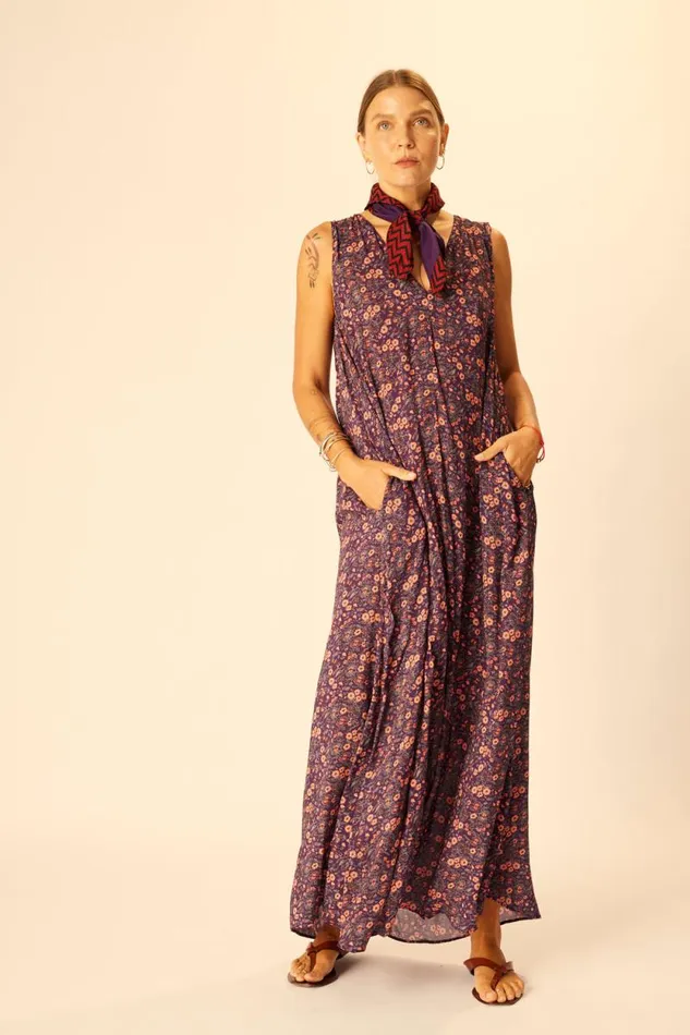 Women Natalie Martin Dresses Tova Maxi Petite Fleur Aubergine