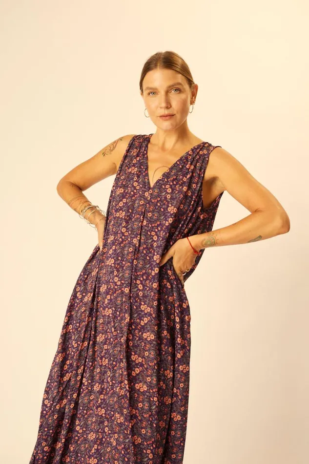 Women Natalie Martin Dresses Tova Maxi Petite Fleur Aubergine