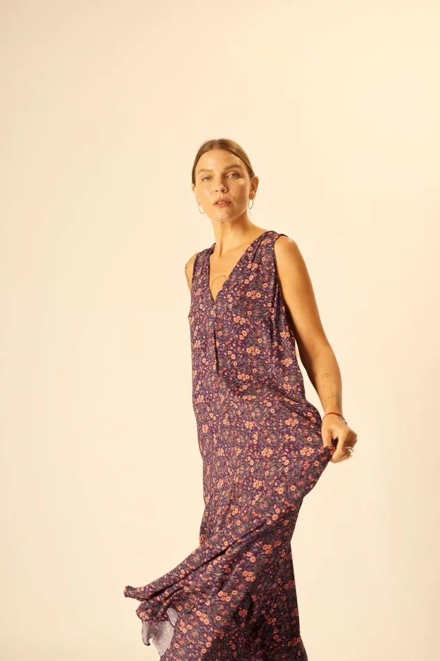 Women Natalie Martin Dresses Tova Maxi Petite Fleur Aubergine