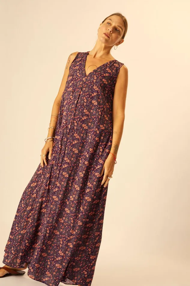 Women Natalie Martin Dresses Tova Maxi Petite Fleur Aubergine