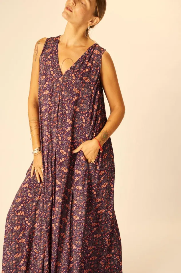 Women Natalie Martin Dresses Tova Maxi Petite Fleur Aubergine