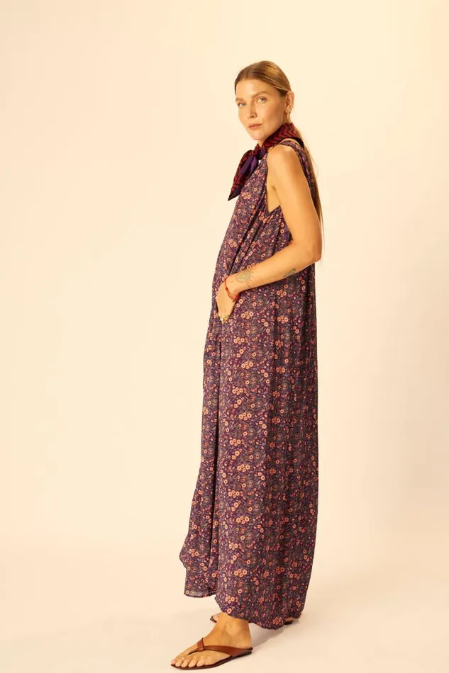 Women Natalie Martin Dresses Tova Maxi Petite Fleur Aubergine