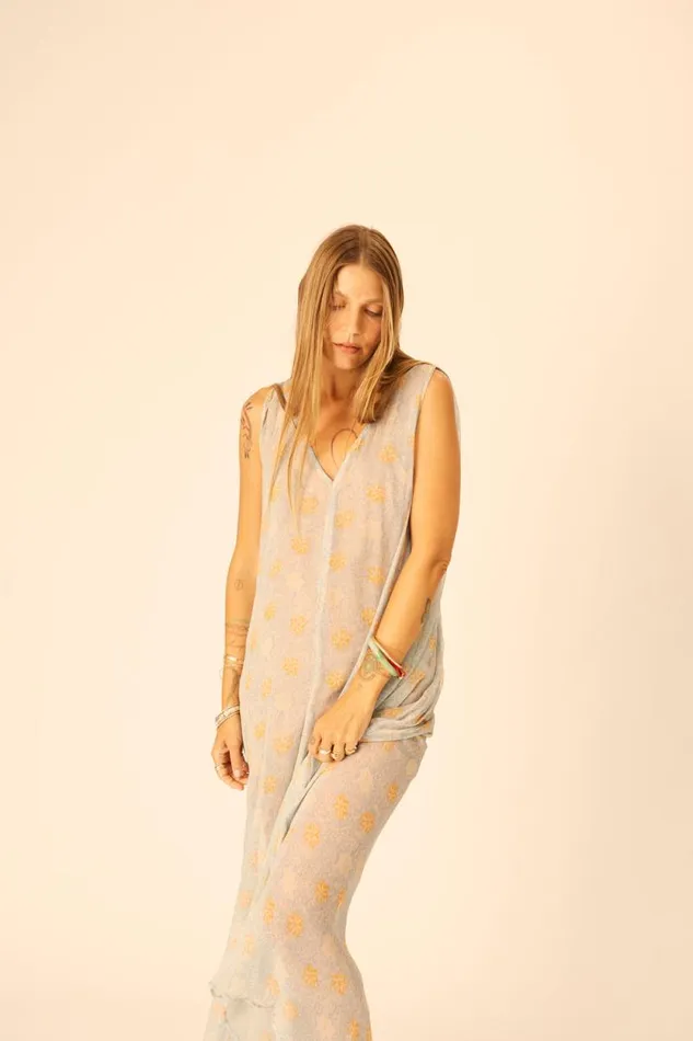 Women Natalie Martin Dresses Tova Maxi Snowflake Tangerine