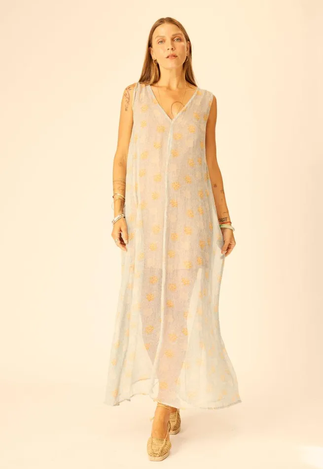 Women Natalie Martin Dresses Tova Maxi Snowflake Tangerine