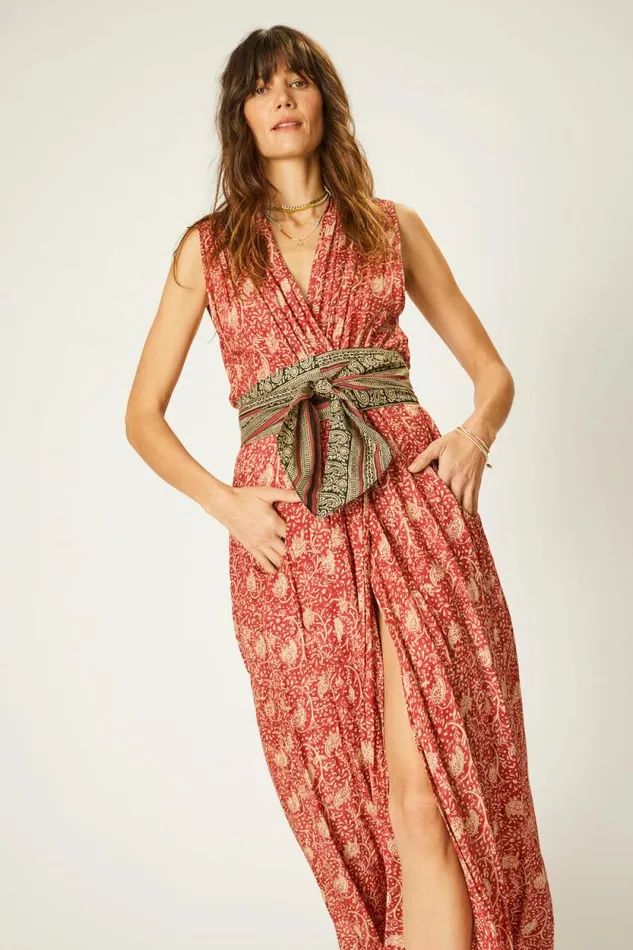Women Natalie Martin Sash Belt Paisley Stripe Black