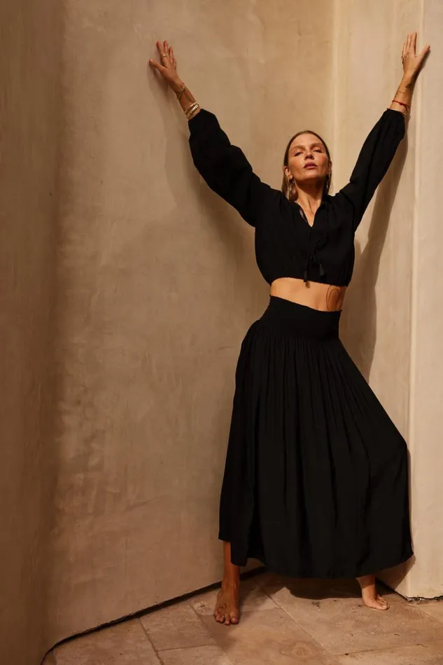 Women Natalie Martin Tops Amelia Top Black Flat Cotton
