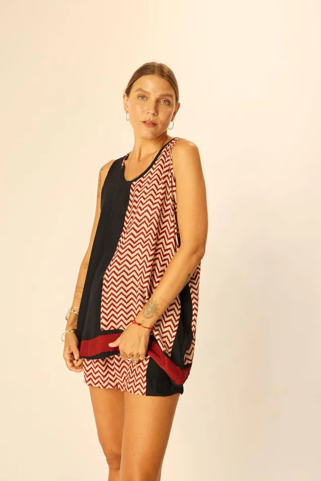 Women Natalie Martin Tops Ariana Tank Block Zigzag Noire
