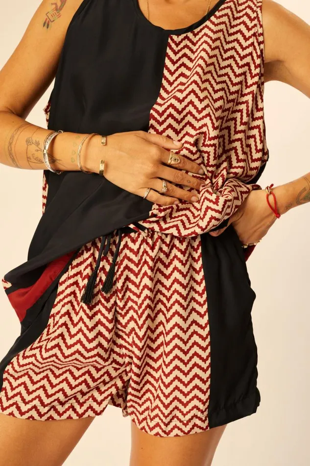 Women Natalie Martin Tops Ariana Tank Block Zigzag Noire